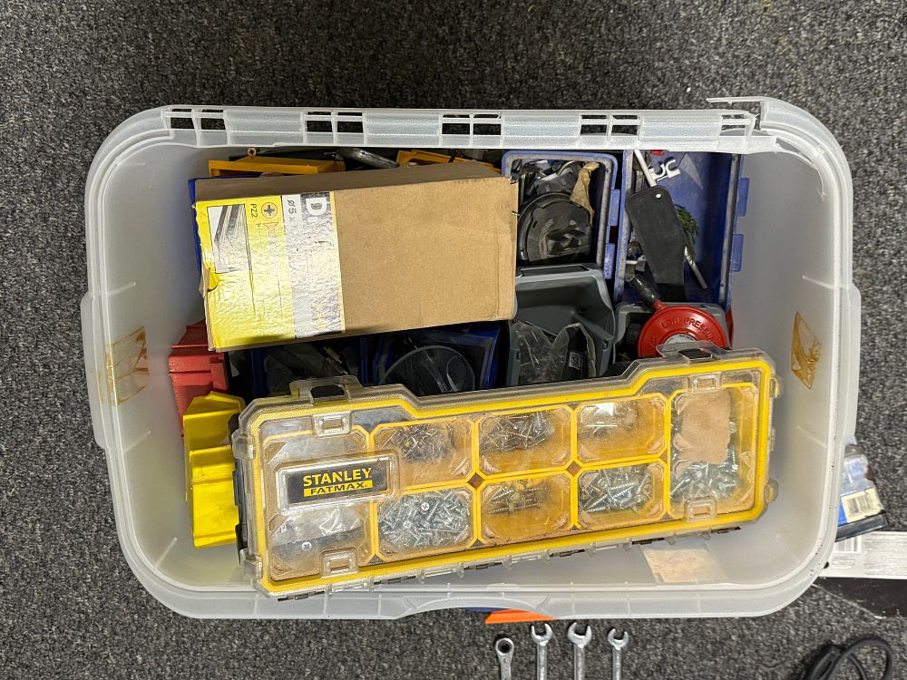 Lot 173: An Assortment of Workshop Hardware with a Stanley Fatmax Organiser