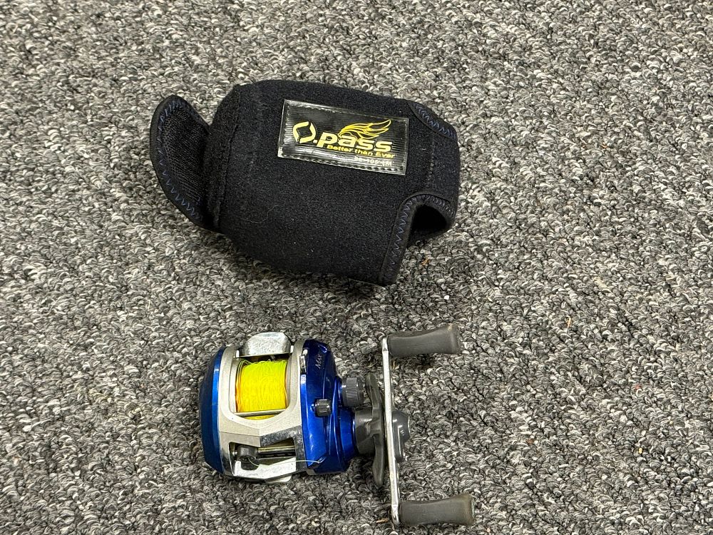 Lot 201: Abu Garcia Blue Max baitcasting reel with D-pass protective case