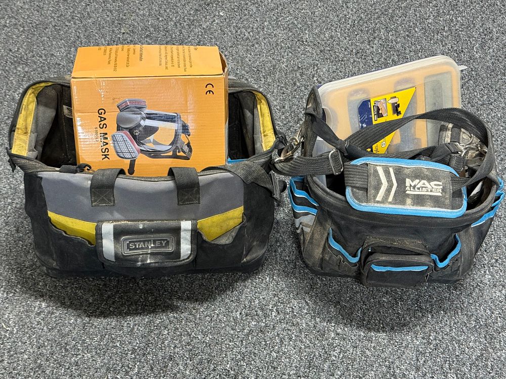 Lot 256: Two open-top branded tool bags by Mac Allister and Stanley