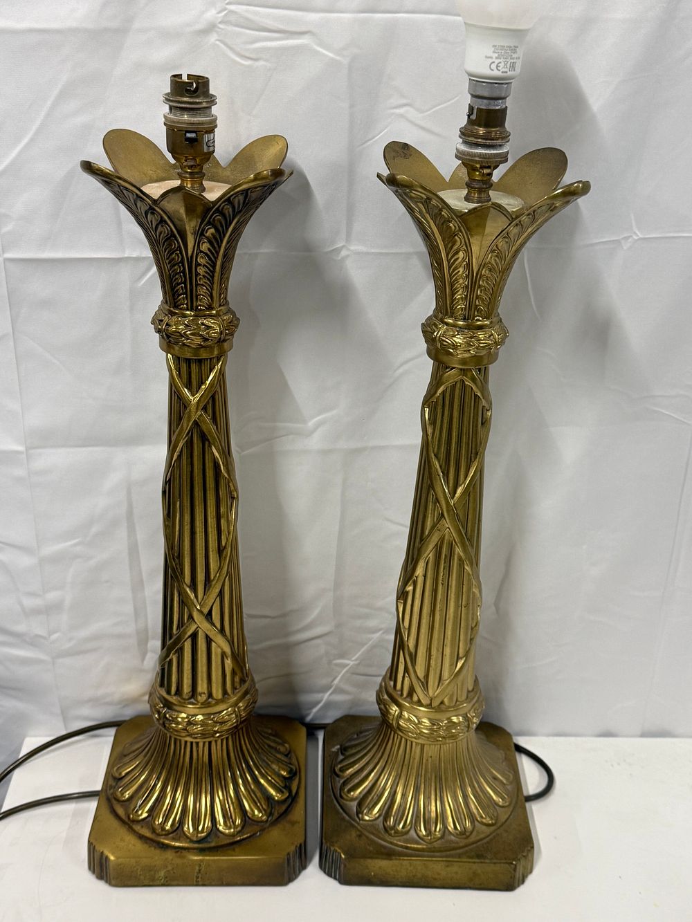 Lot 273: A pair of Neoclassical style Brass table lamps each weighing 3kg approx