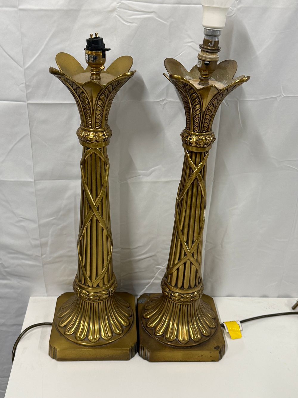 Lot 274: A pair of Neoclassical style Brass table lamps each weighing 3kg approx