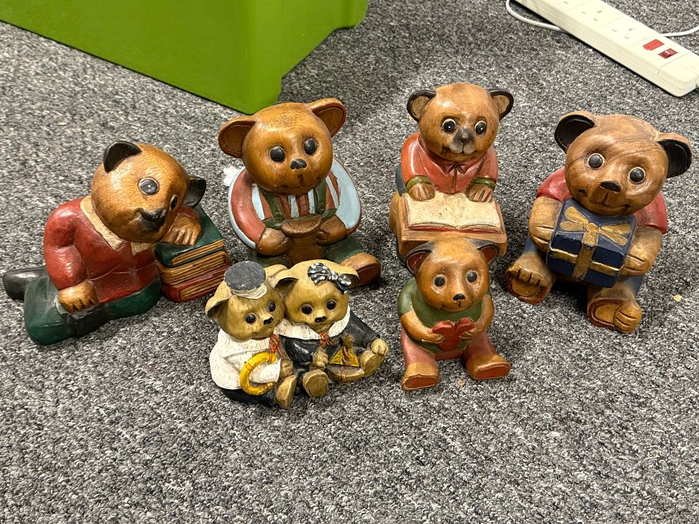 Lot 79: A Collection of 6 Hand Painted Teddy Bear Figurines
