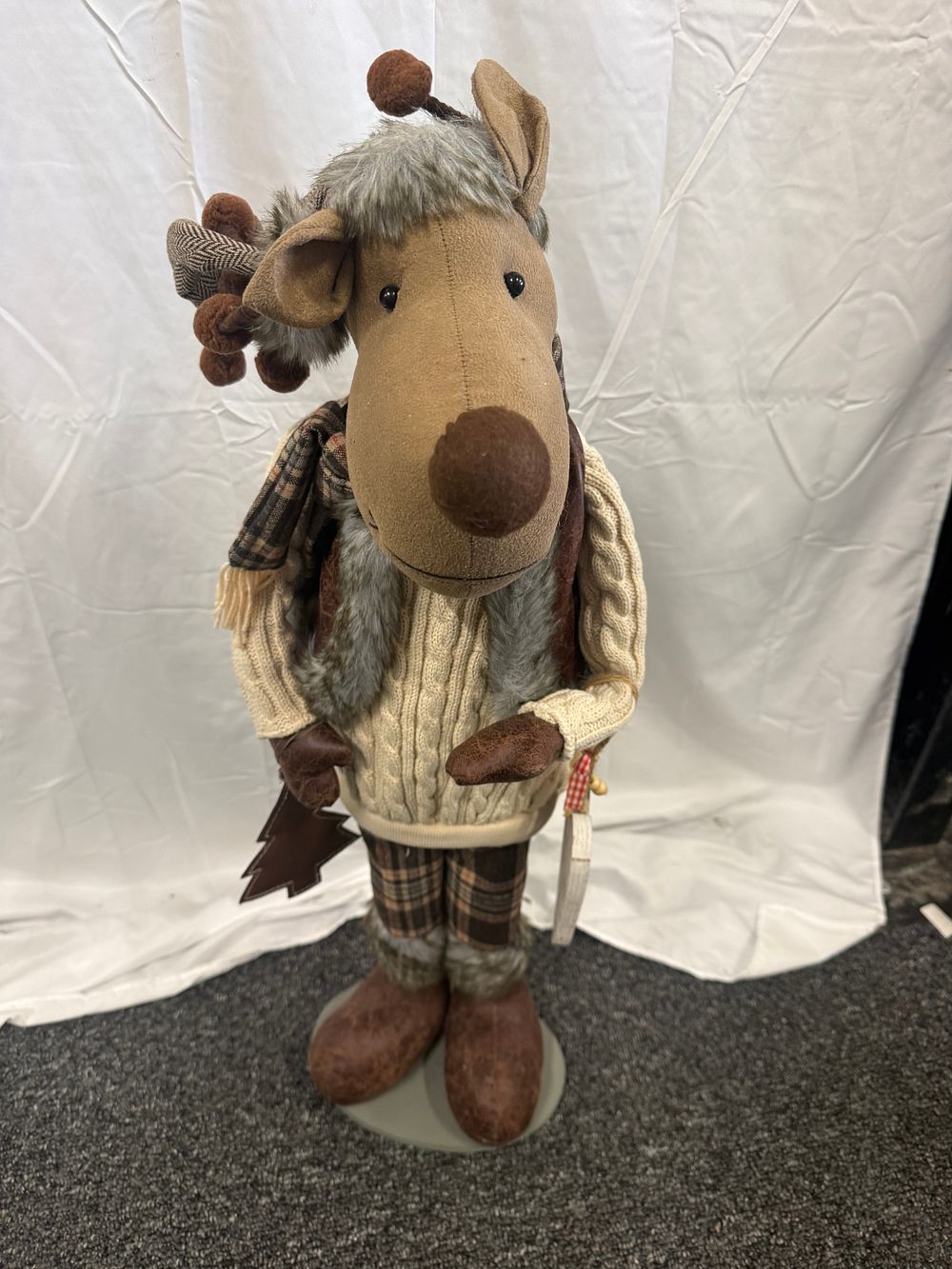 Lot 94: Large standing decorative festive moose in winter attire