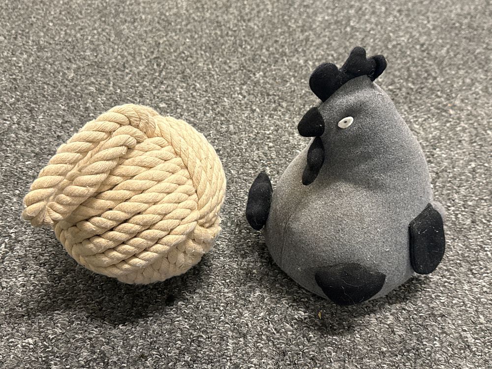 Lot 100: A pair of decorative fabric hen doorstops