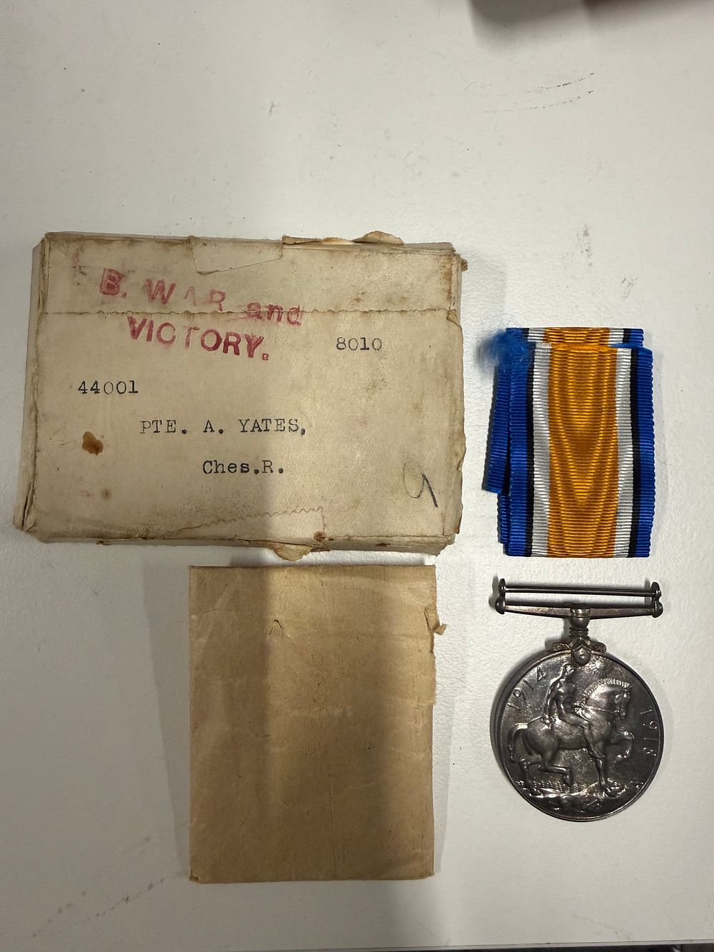 Lot 117: A First World War Silver British War Medal to the Cheshire Regiment