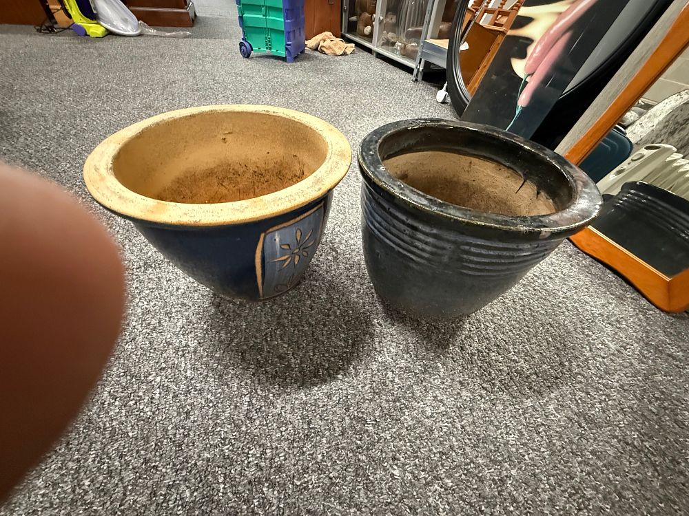 Lot 154: Two glazed ceramic garden planters in contrasting blue tones