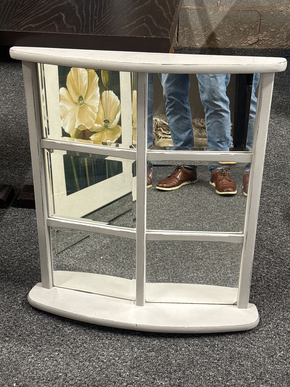 Lot 205: A contemporary white painted window pane style wall mirror