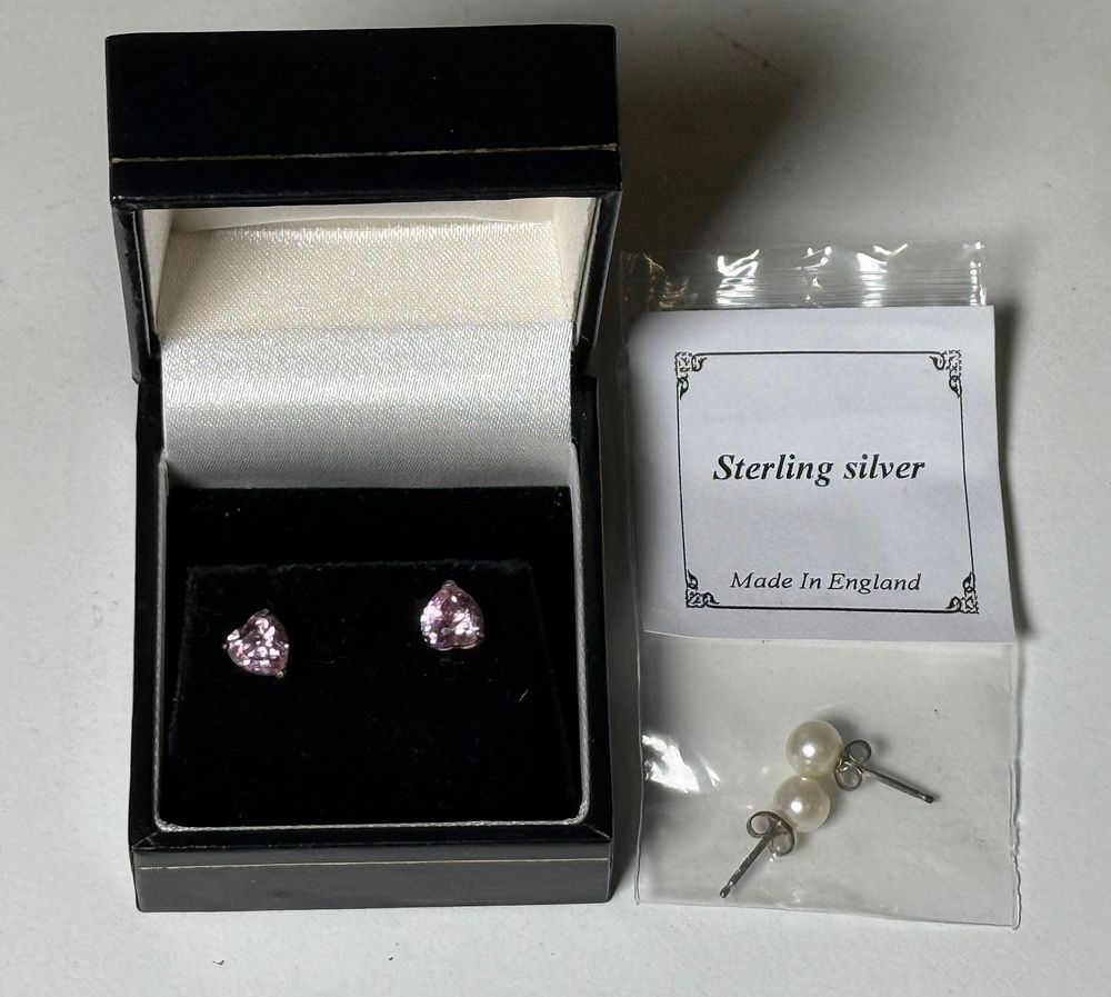 Lot 120b: Two pairs of sterling silver and stone set stud earrings