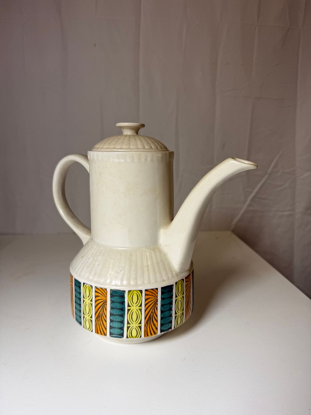Lot 244: Broadhurst Ironstone Mardi Gras Pattern Coffee Pot by Kathie Winkle