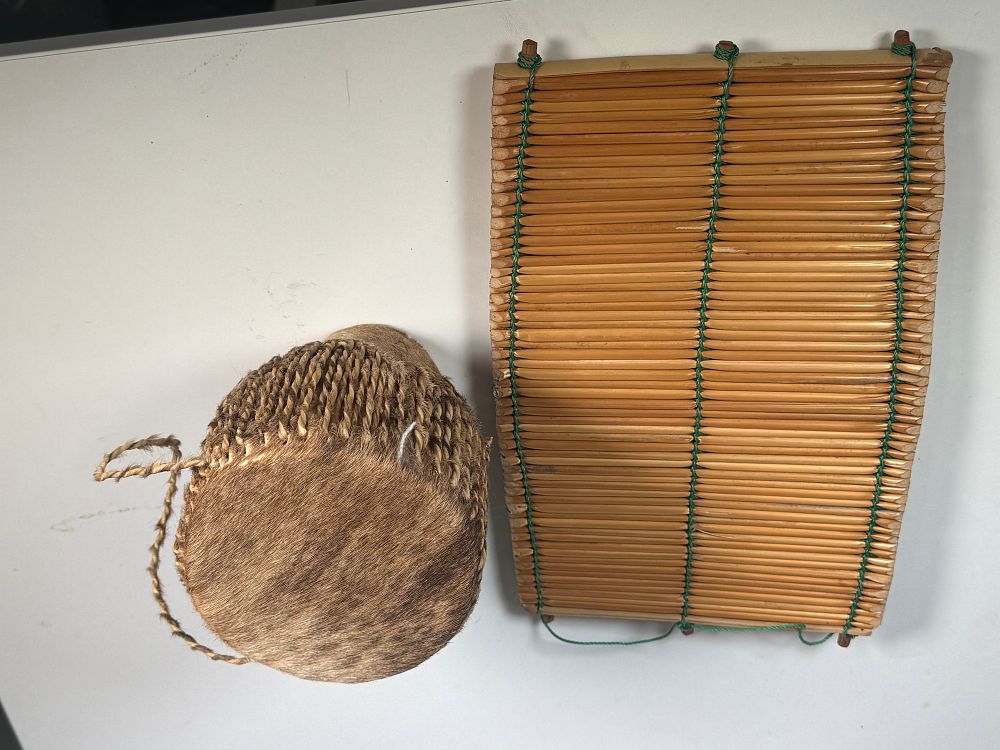 Lot 267: Two East African folk percussion instruments including a raft zither
