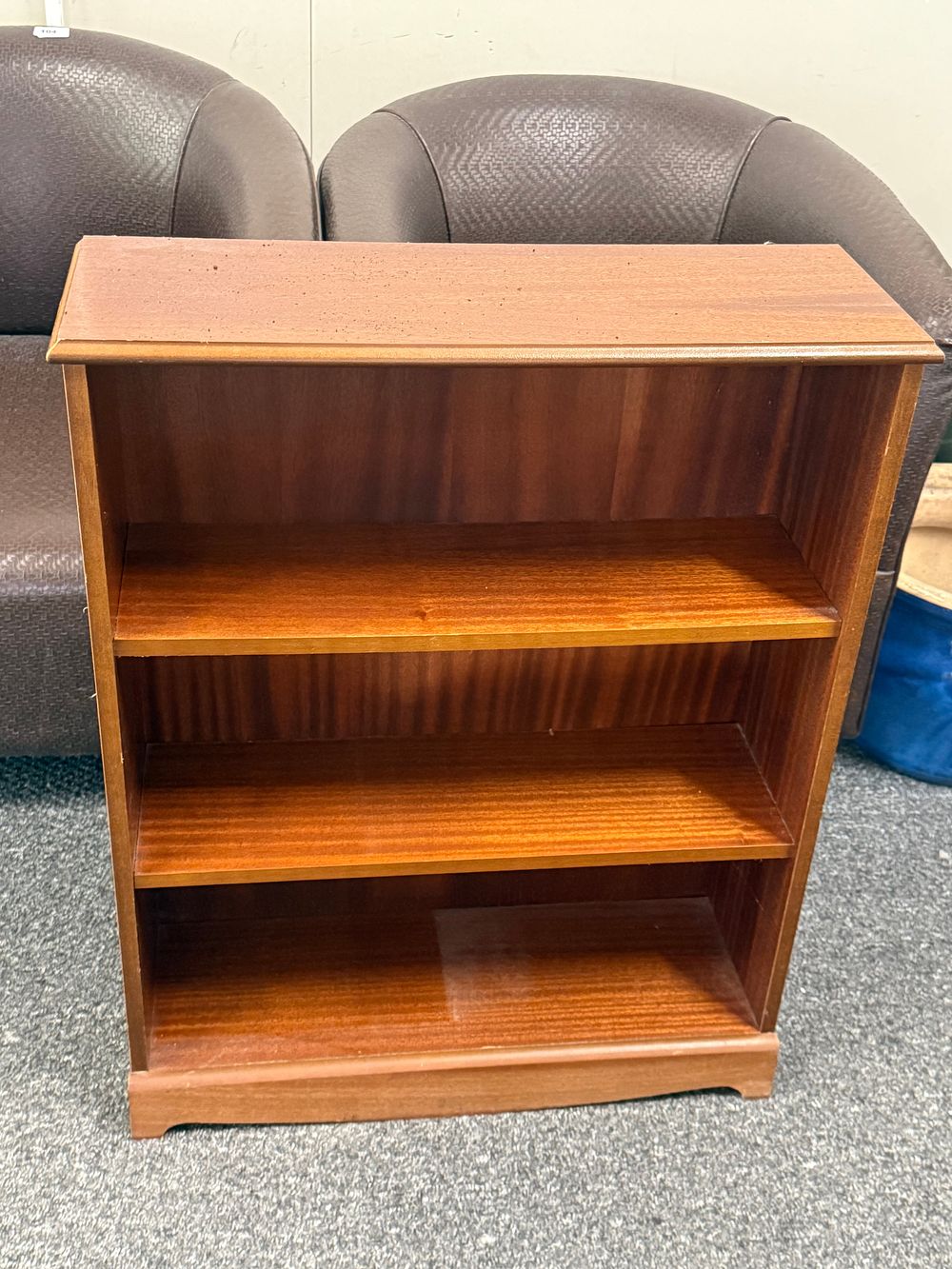 Lot 293: A mid-century modern mahogany finished wooden open bookcase