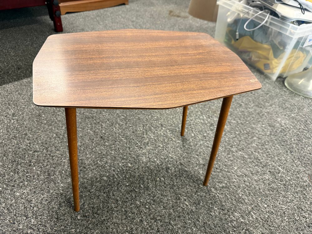 Lot 295: A mid-century modern teak effect hexagonal side table
