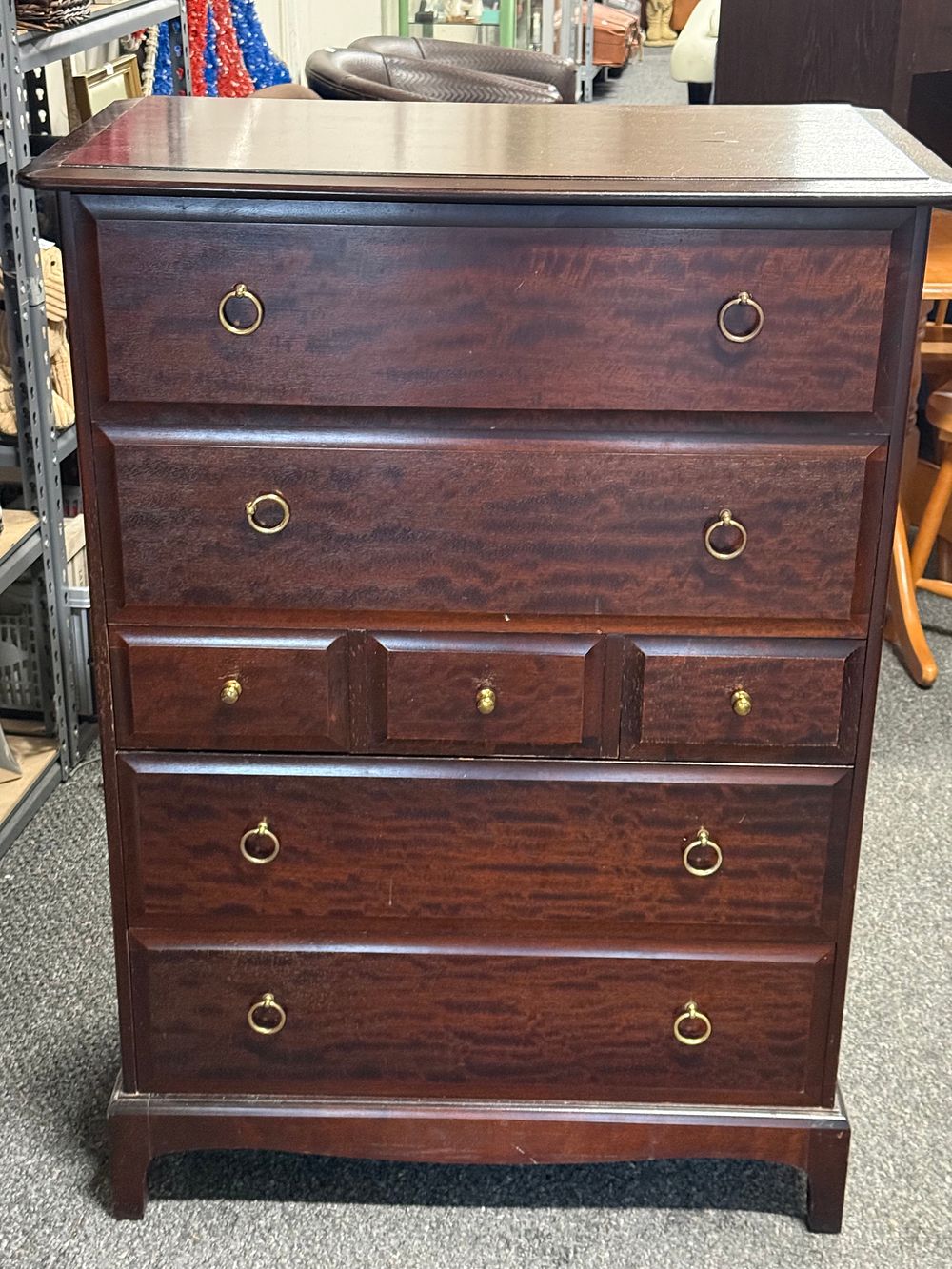 Lot 300: Stag mahogany finished eight drawer tallboy chest of drawers