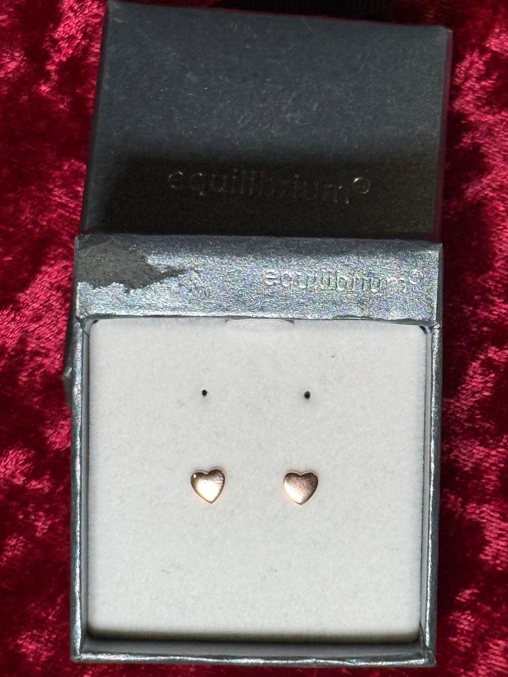 Lot 129: A Pair of Equilibrium Sterling Silver Heart Stud Earrings