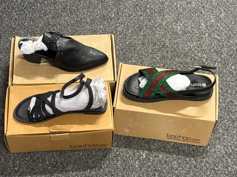 Lot 160: Three pairs of Boohoo.com and Twentyfour Seven fashion shoes