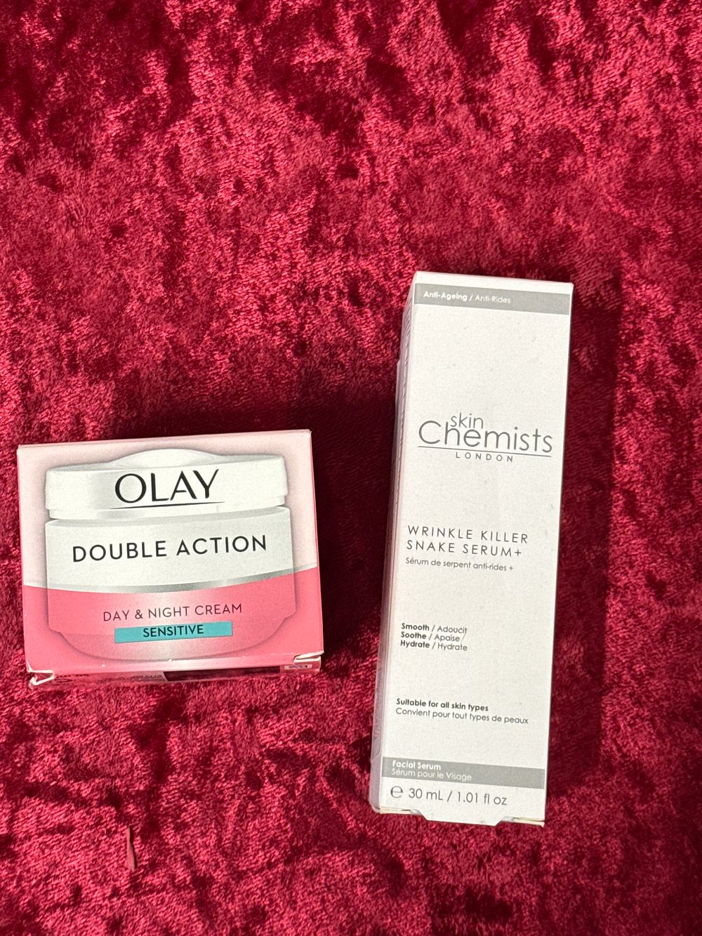 Lot 167: skinChemists Snake Serum and Olay Double Action Sensitive Cream