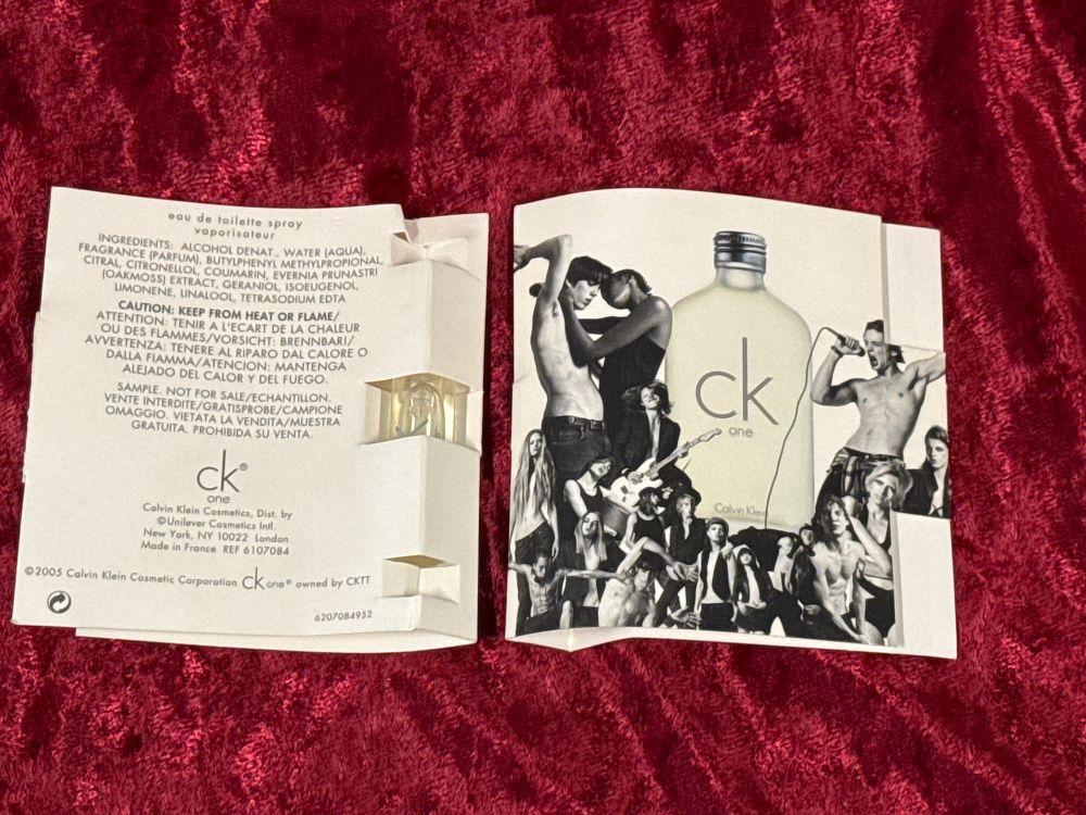 Lot 188: A Calvin Klein ck one eau de toilette fragrance sample