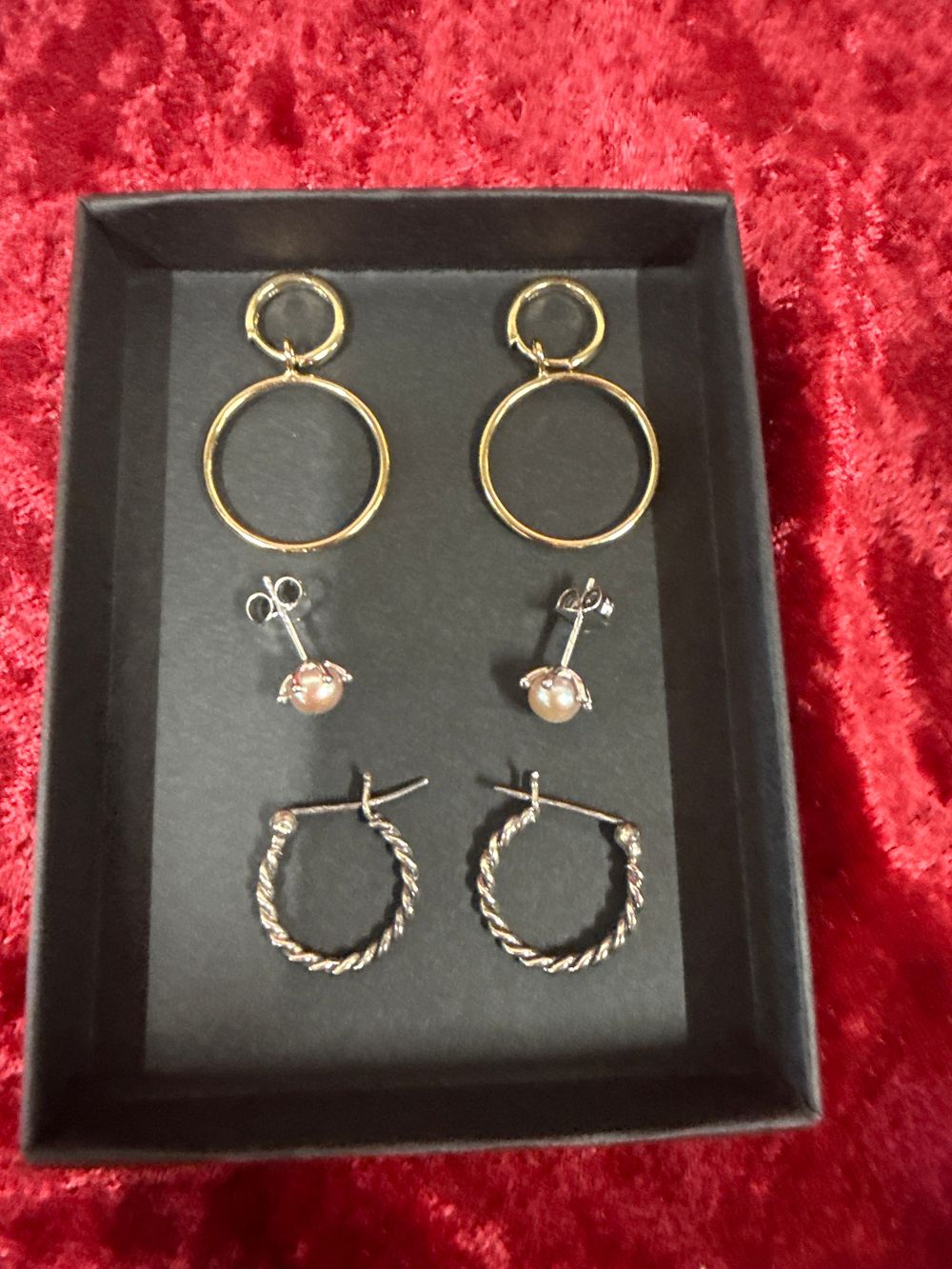 Lot 209: A Trio of Sterling Silver and Faux Pearl Earrings