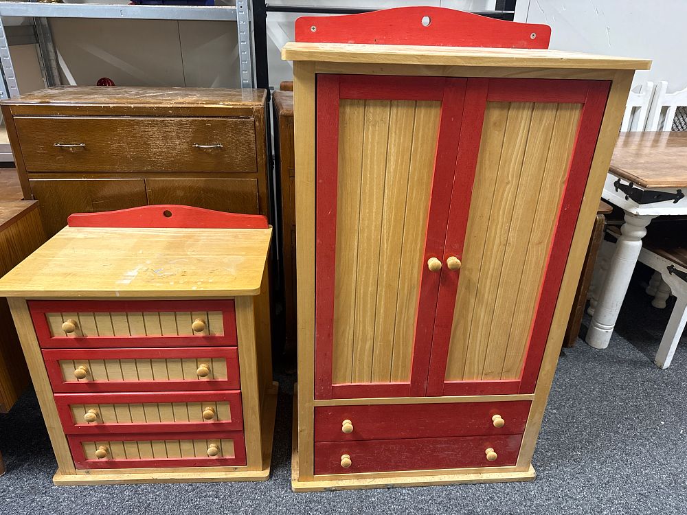 Lot 225: A pair of two-tone pine nursery cupboards