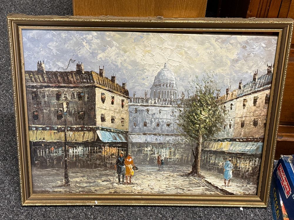 Lot 268: Caroline Burnett Parisian street scene oil painting on canvas