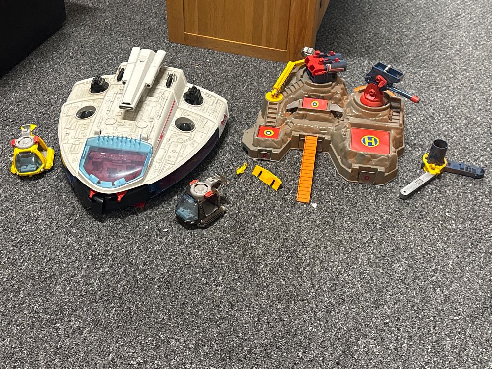Lot 276: A collection of Manta Force vehicles and mountain base by Bluebird Toys
