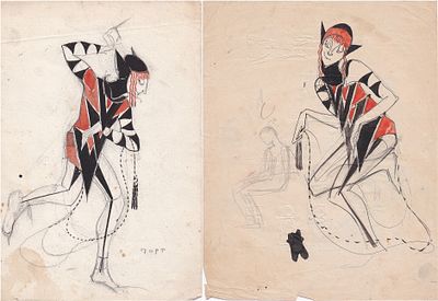 Эскиз театральных костюмов "Чорт" и "Чертиха". Автор Т.Я.Желудева-Минасьян. 1926 г. Тамара 