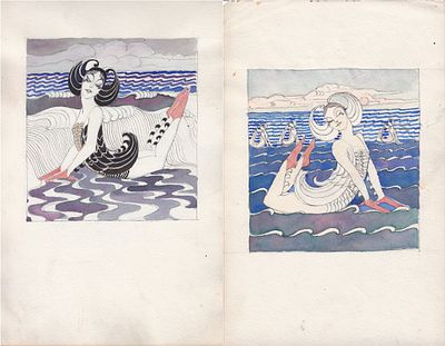 Парные эскизы костюмов к спектаклю "Наваждение". Автор Т.Я.Желудева-Минасьян. 1926 г. Тамара 