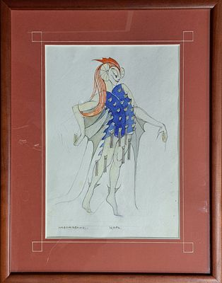 Эскиз театрального костюма "Царь" к спектаклю "Наваждение". Автор Т.Я.Желудева-Минасьян. 1926 г. 