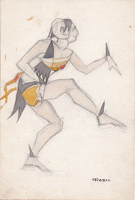 Эскиз театрального костюма "Фавн" к спектаклю "Наваждение". Автор Т.Я.Желудева-Минасьян. 1926 г. 