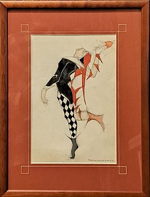 Эскиз театрального костюма "Полишинель". Автор Т.Я.Желудева-Минасьян. 1926 г. Тамара Яковлевна 