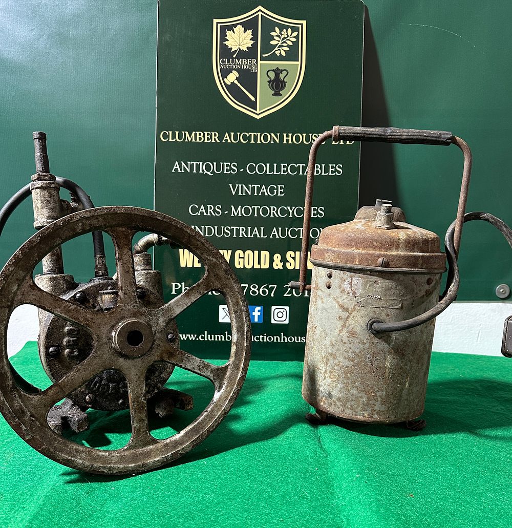 An Antique Embalming Pump and Associated Electrical Canister. An antique embalming pump, likely 