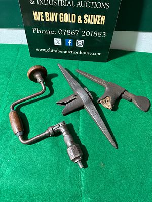 A Sheffield 'Companion' Carpenter's Brace, an Anvil Tool, and a Hammer/Pick. This lot comprises 