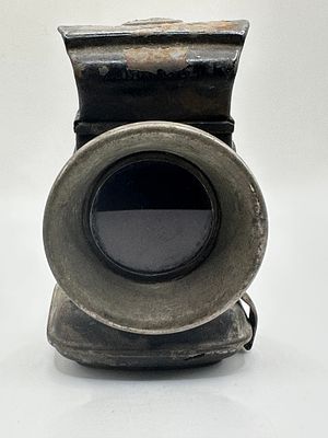 vintage Bicycle Oil Lamp. Bicycle Oil Lamp, an antique or vintage metal lantern or headlamp 