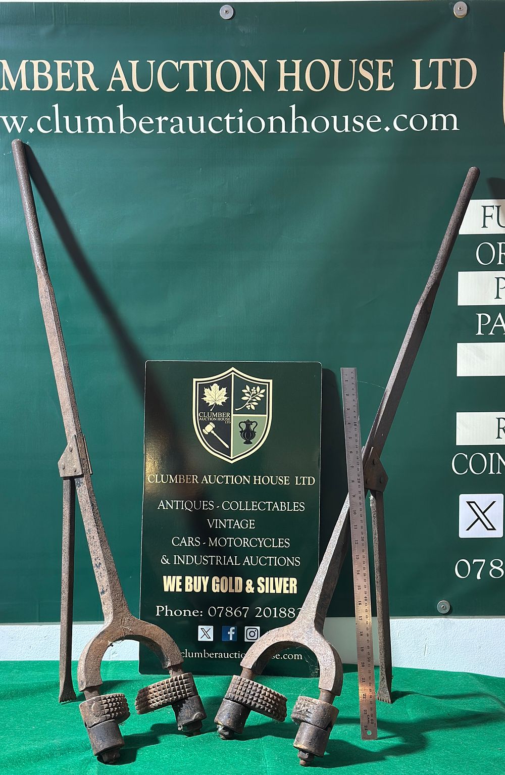 A Pair of Vintage Industrial Forged Iron or Steel Gripping Tools. This lot comprises two large 