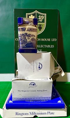 A Collection of Ringtons Maling and Willow Pattern Blue and White Ceramic Collectibles. A 