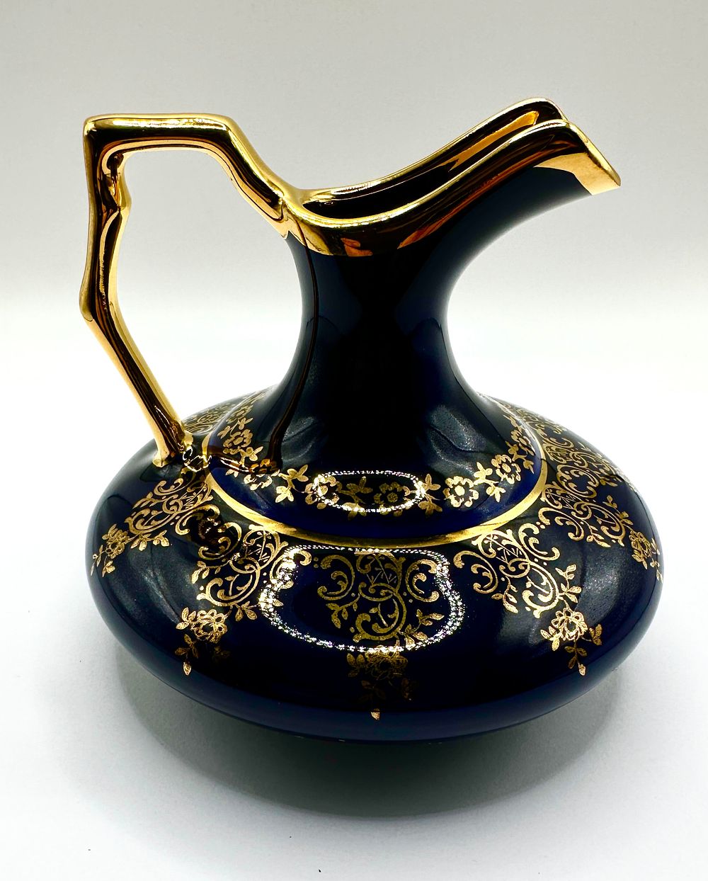 A Pair of Limoges France Cobalt Blue & Gold Miniature Jug Pitchers. A pair of Limoges France 