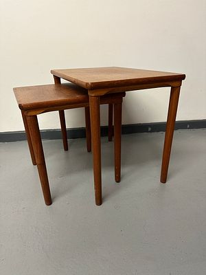 A Set of Two E.W. Bach Danish Modern Teak Nesting Tables. A set of two Danish Modern nesting 