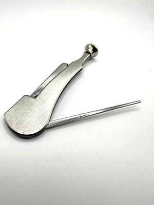 Foldable Stainless Steel Pipe Tool, Cleaner and Tamper. A modern stainless steel pipe tool 