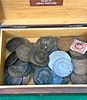 A Collection of British Imperial Coins, Lesney Model Car, and Writing Instruments in a Lesney Box. Image - 1