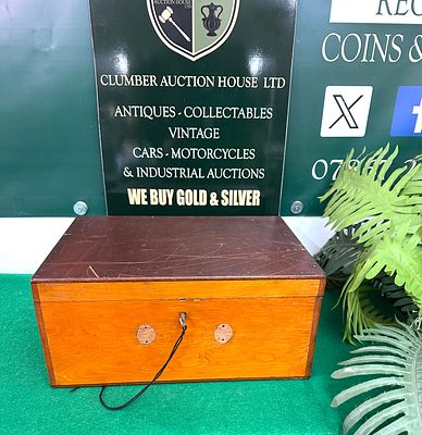 A Vintage Wooden Utility Box. A rectangular wooden box with a hinged lid, constructed from a 