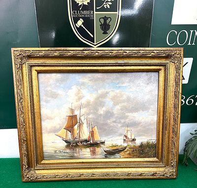 Signed J. Paton Framed Marine Seascape Oil Painting. An oil painting signed 'J. Paton' in black 