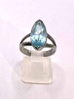 Sterling Silver and Marquise-Cut Blue Topaz Ring. A sterling silver ring featuring a 