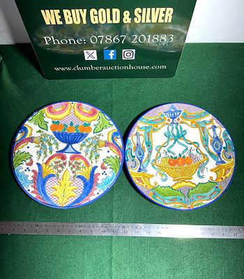 A Pair of Ceramar Spain Hand-Painted Fruit Pattern Plates. A pair of Ceramar Spain hand-painted 
