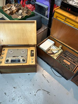 A Pair of Mid-20th Century Portable Audio Consoles, comprising a Reel-to-Reel Tape Recorder and 