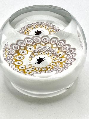 A Caithness Miniature Ladybug Millefiori Glass Paperweight, spherical with a flattened base 