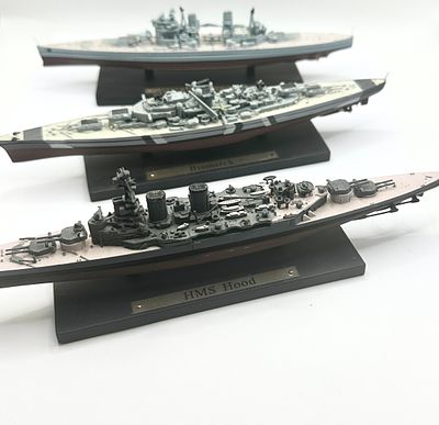 A Trio of DeAgostini 1/1250 Scale Diecast Model Warships. A trio of DeAgostini 1/1250 scale 