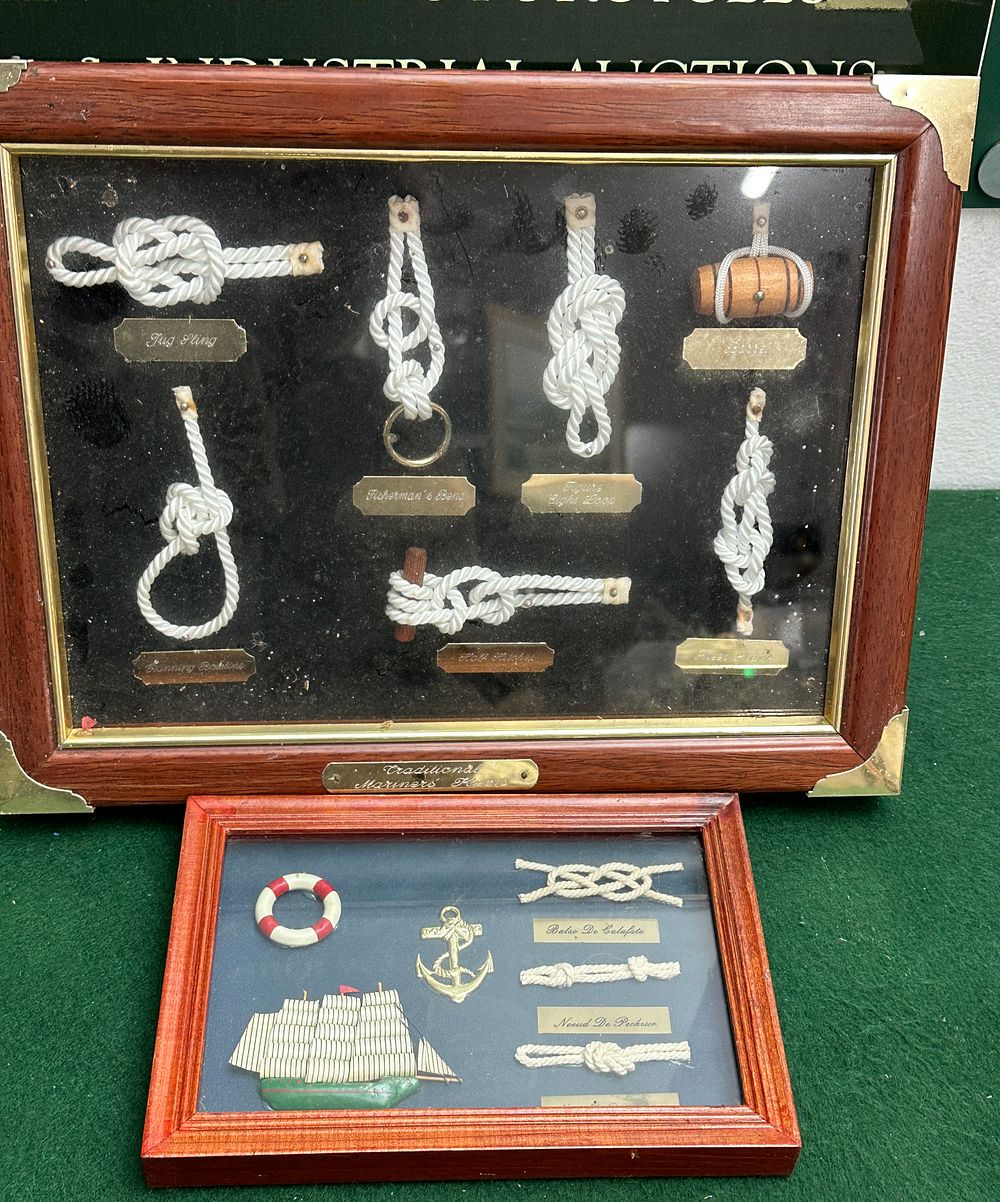 Lot 356: A Pair of Nautical Shadowbox Displays Featuring Traditional Mariner's Knots