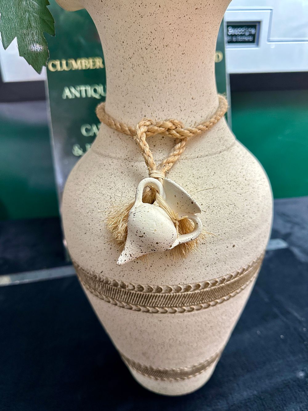 Lot 203: Two Decorative Ceramic Items comprising a Speckled Amphora Vase and a Neoclassical Style Table Lamp