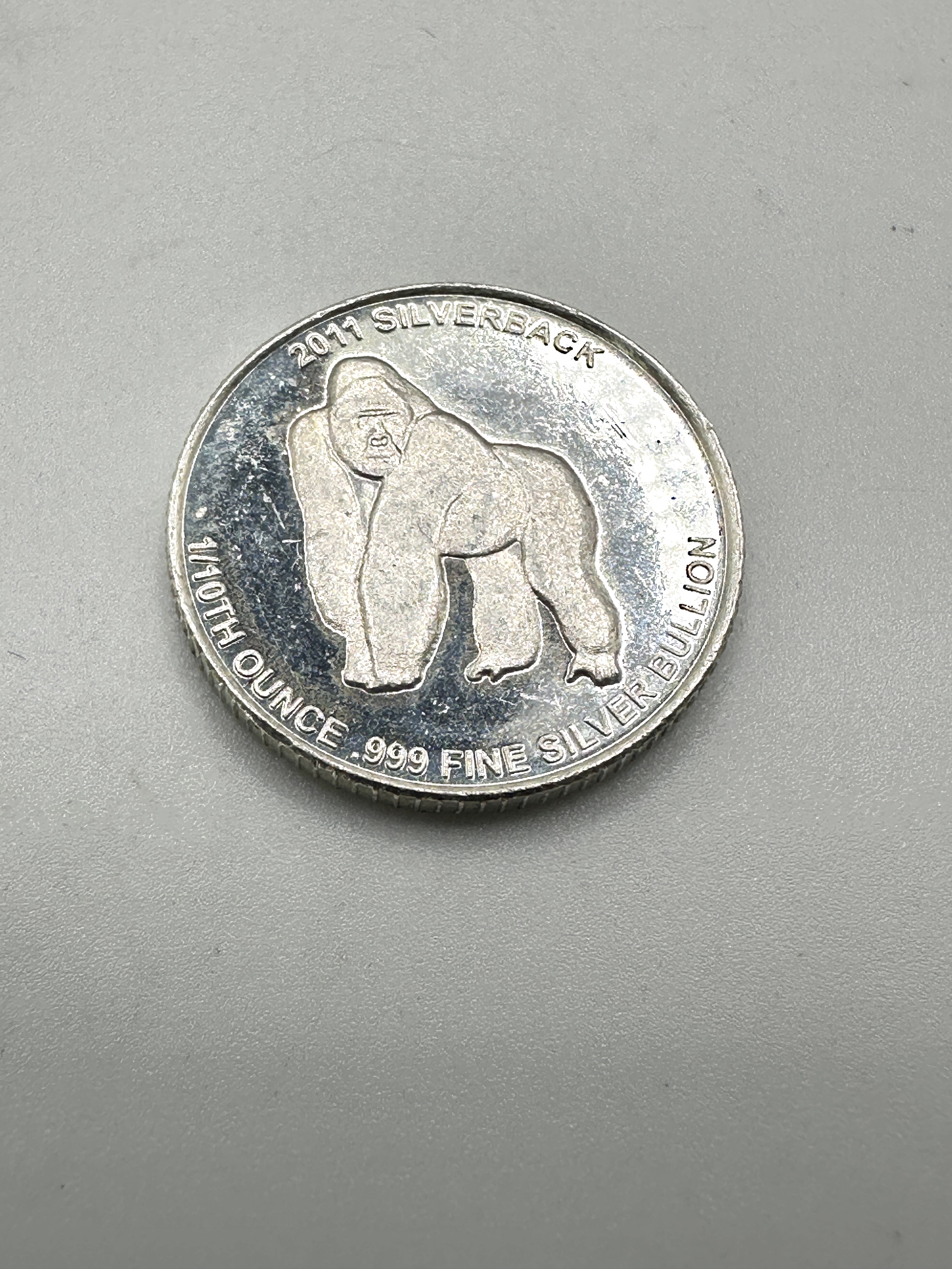 AU Trading LLC 1/10 Troy Ounce .999 Fine Silver 2011 Silverback Gorilla Bullion Round