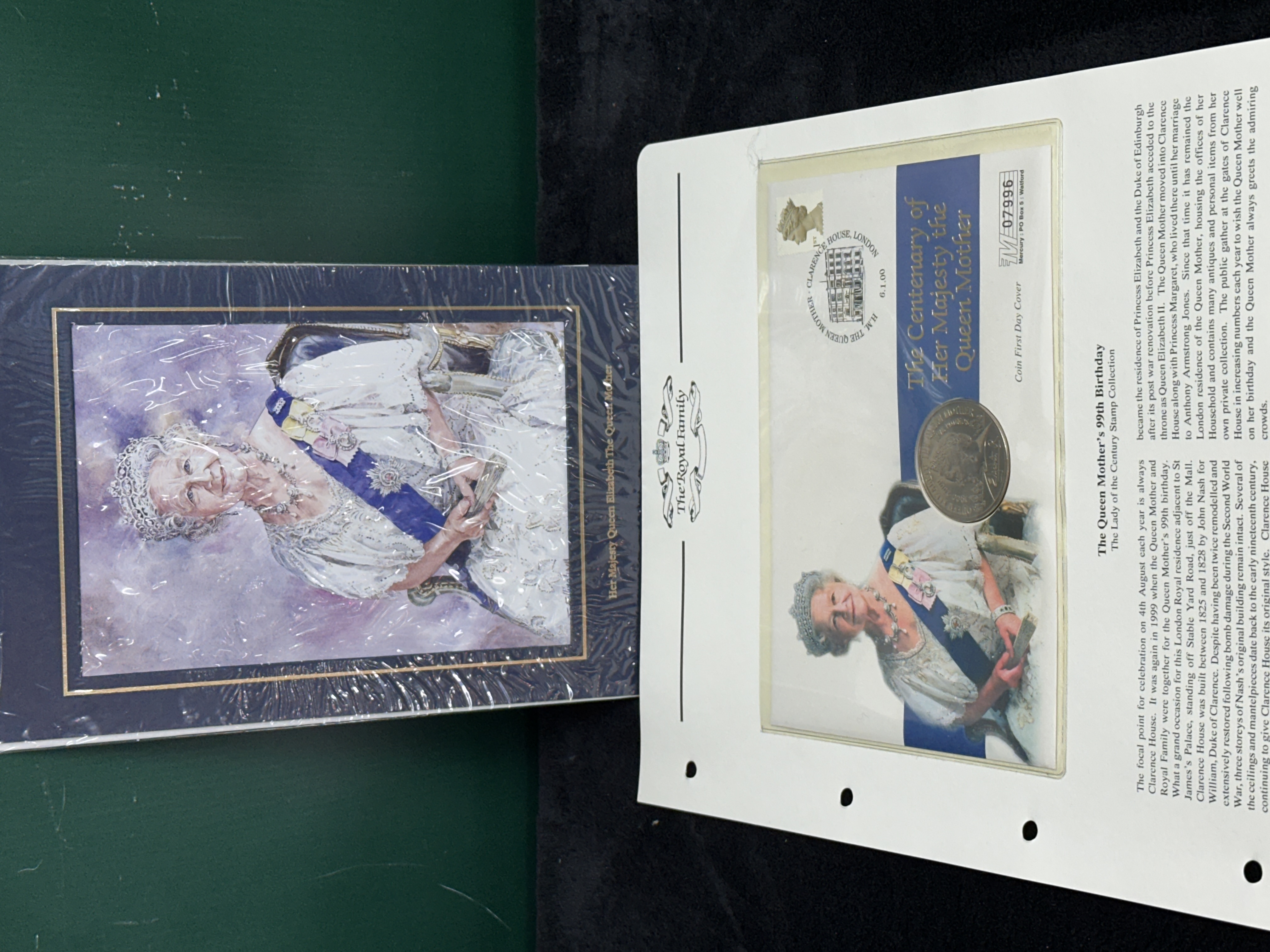 UK 2000 Queen Mother Centenary £5 Coin First Day Cover and Print